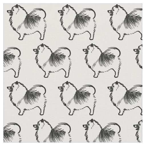 Keeshond Dog Black and White Fabric