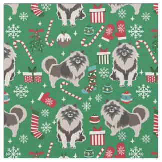 keeshond dog christmas fabric