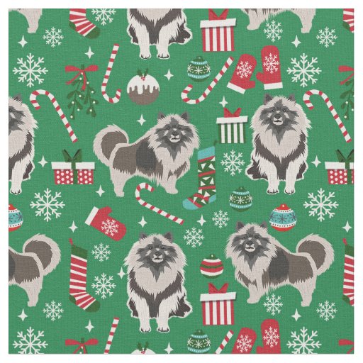 keeshond dog christmas fabric