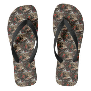 keeshond Dog Christmas Festive Flip Flops