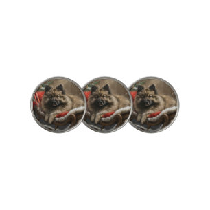 keeshond Dog Christmas Festive Golf Ball Marker