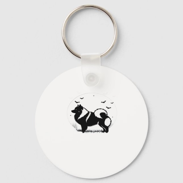Keeshond Dog � Halloween Moon Silhouette Classic T Keychain (Front)