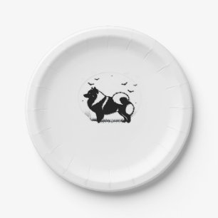 Keeshond Dog � Halloween Moon Silhouette Classic T Paper Plates