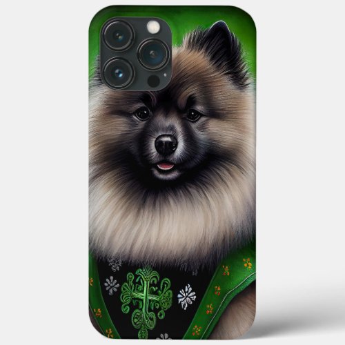 Keeshond Dog in St Patricks Day Dress iPhone 13 Pro Max Case