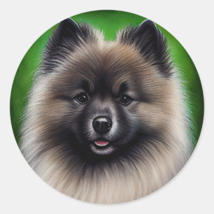 Keeshond Dog in St. Patrick's Day Dress Classic Round Sticker