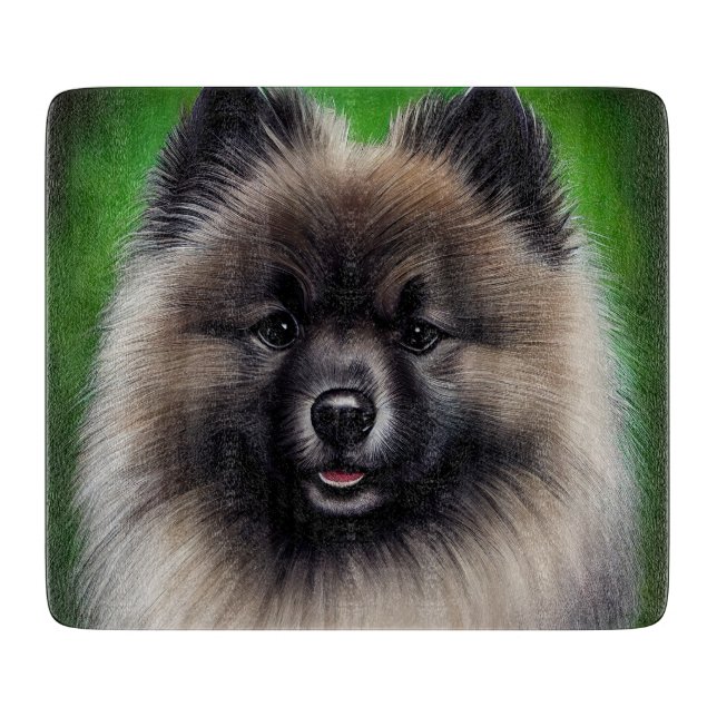 Keeshond Dog in St. Patrick's Day Dress Cutting Board (Front)