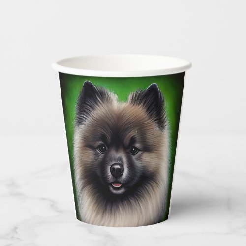 Keeshond Dog in St Patricks Day Dress Paper Cups