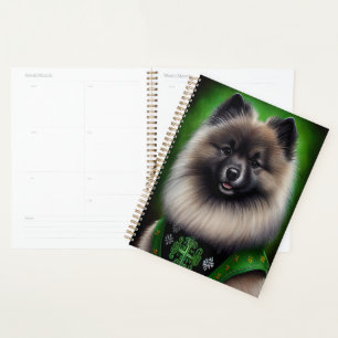 Keeshond Dog in St. Patrick's Day Dress Planner