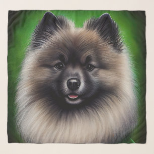 Keeshond Dog in St. Patrick's Day Dress Scarf