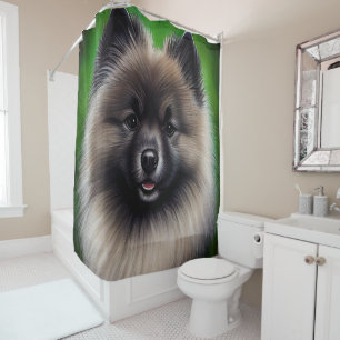 Keeshond Dog in St. Patrick's Day Dress Shower Curtain