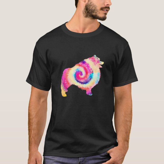 Keeshond Dog Lover Dog Owner Tie Dye T-Shirt (Front)