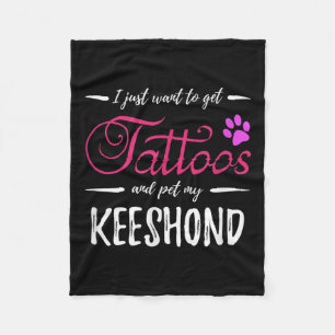 Keeshond Dog Lover Tattoo Funny Dog Mom Gift Idea Fleece Blanket
