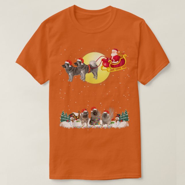 Keeshond Dog Reindeer Dog Lights Christmas Lover T T-Shirt (Design Front)