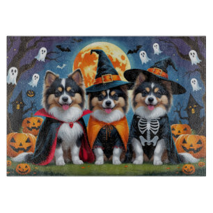 Keeshond Dogs Pumpkin Halloween Funny Cutting Board