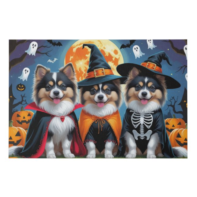 Keeshond Dogs Pumpkin Halloween Funny Faux Canvas Print (Front)