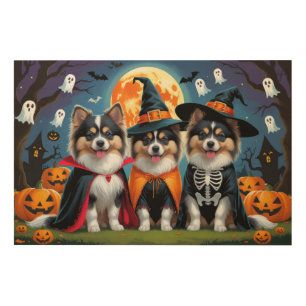 Keeshond Dogs Pumpkin Halloween Funny Wood Wall Art