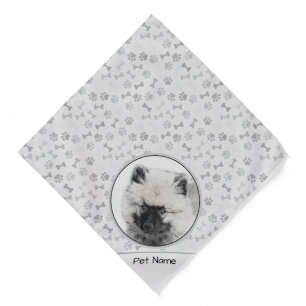 Keeshond Drawing Kees Puppy Cute Original Dog Art Bandana