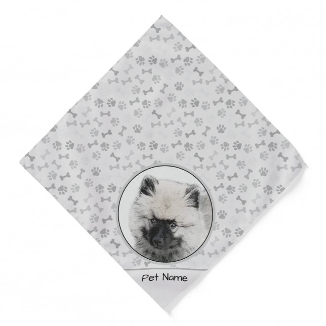 Keeshond Drawing Kees Puppy Cute Original Dog Art Bandana (Front)