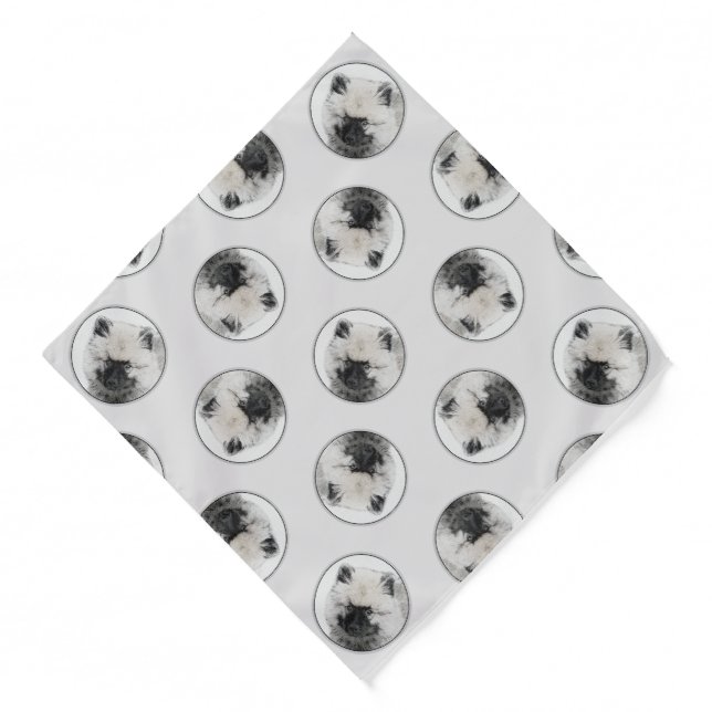 Keeshond Drawing Kees Puppy Cute Original Dog Art Bandana (Front)