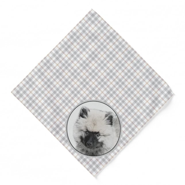 Keeshond Drawing Kees Puppy Cute Original Dog Art Bandana (Front)