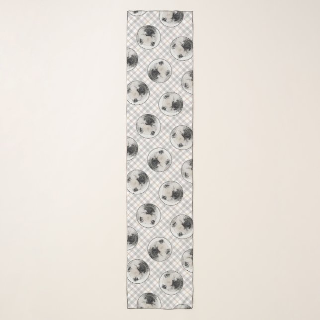 Keeshond Drawing Kees Puppy Cute Original Dog Art Scarf (Front)