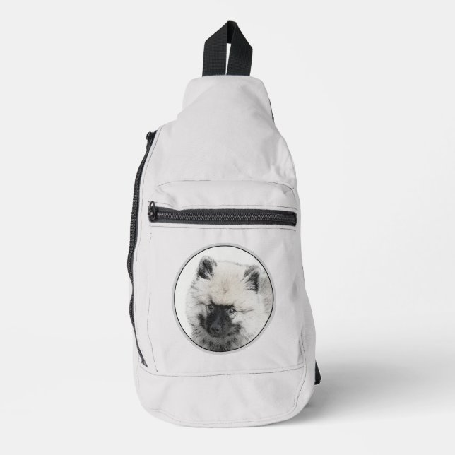 Keeshond Drawing Kees Puppy Cute Original Dog Art Sling Bag (Front)