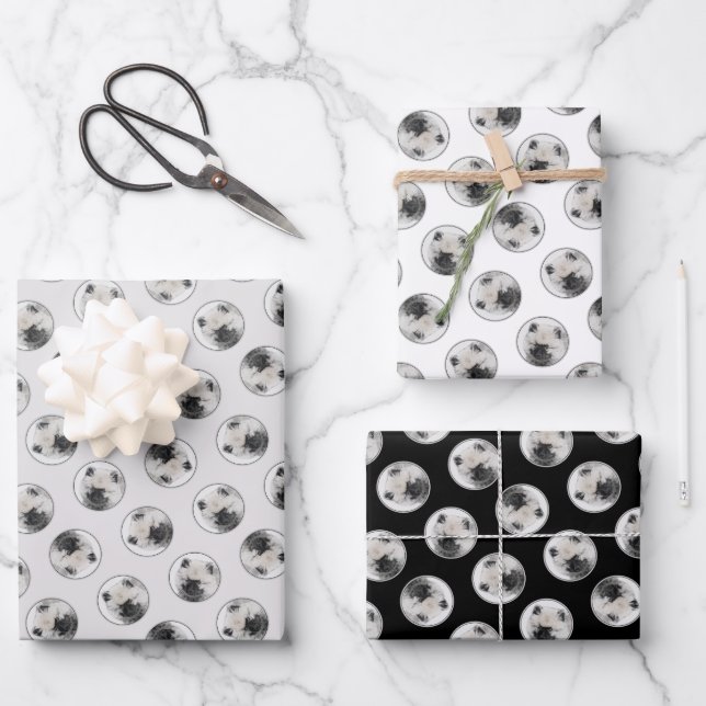 Keeshond Drawing Kees Puppy Cute Original Dog Art Wrapping Paper Sheets (Front)