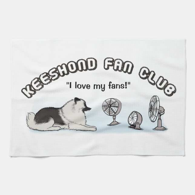 Keeshond Fan Club - Keesie Loves Fans Kitchen Towel (Horizontal)