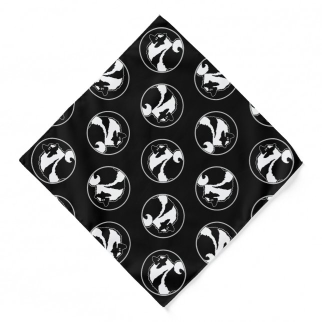 Keeshond Graphic Outline Cute Original Pet Dog Art Bandana (Front)