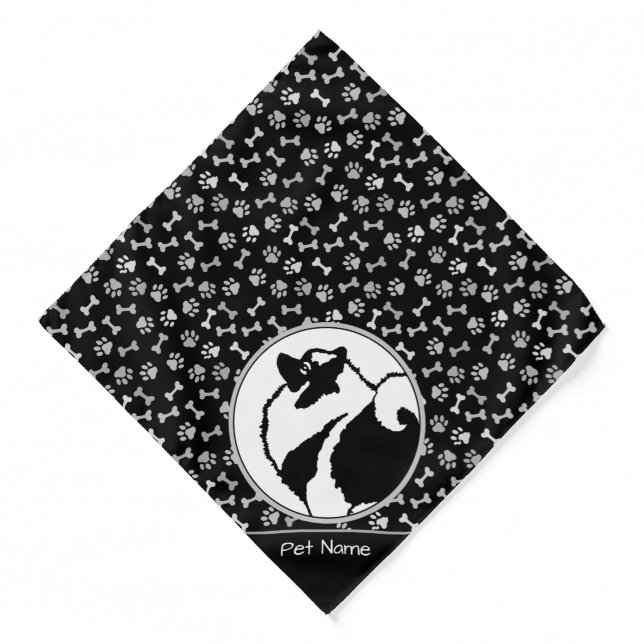 Keeshond Graphic Outline Cute Original Pet Dog Art Bandana (Front)