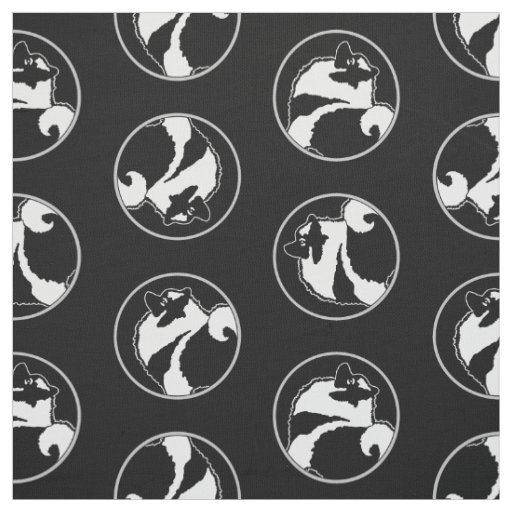 Keeshond Graphic Outline Cute Original Pet Dog Art Fabric