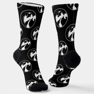 Keeshond Graphic Outline Cute Original Pet Dog Art Socks