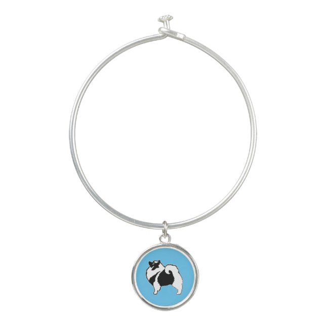 Keeshond Graphics  - Cute Original Dog Art Bangle Bracelet (Front)