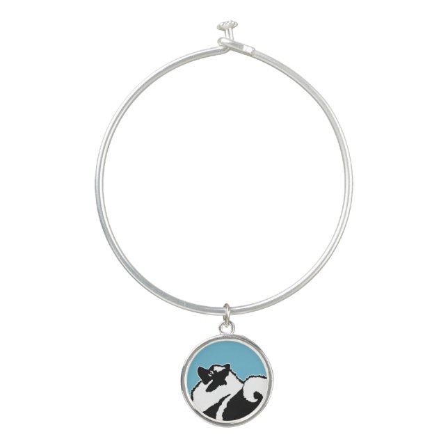 Keeshond Graphics  - Cute Original Dog Art Bangle Bracelet (Front)