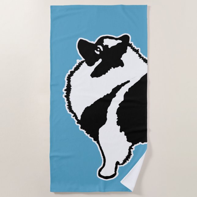 Keeshond Graphics  - Cute Original Dog Art Beach Towel (Front)