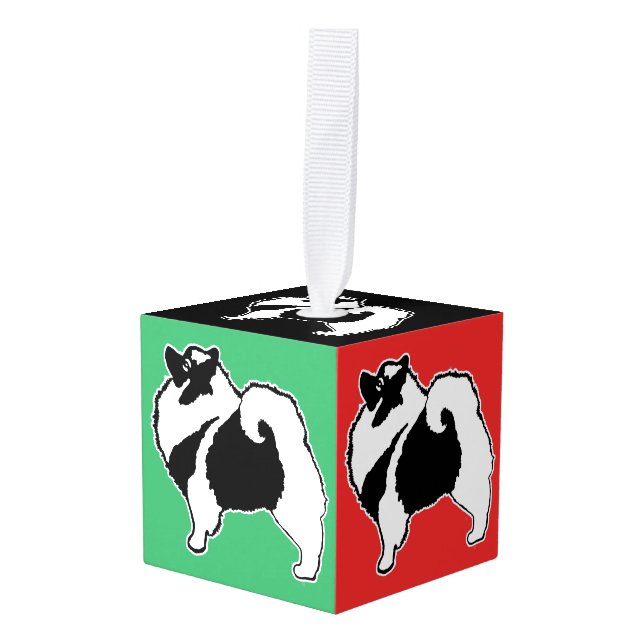 Keeshond Graphics  - Cute Original Dog Art Cube Ornament (Front Angled)