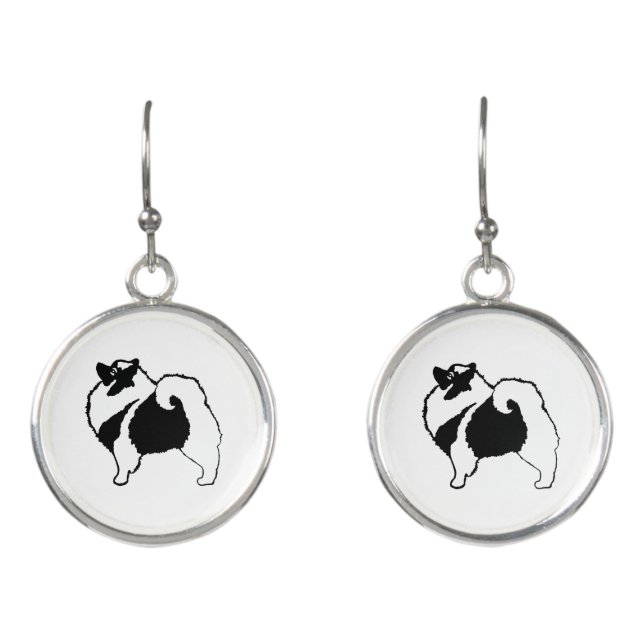 Keeshond Graphics  - Cute Original Dog Art Earrings (Front)