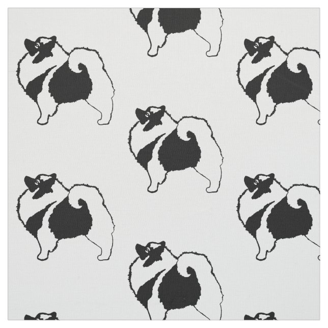 Keeshond Graphics  - Cute Original Dog Art Fabric (Swatch)