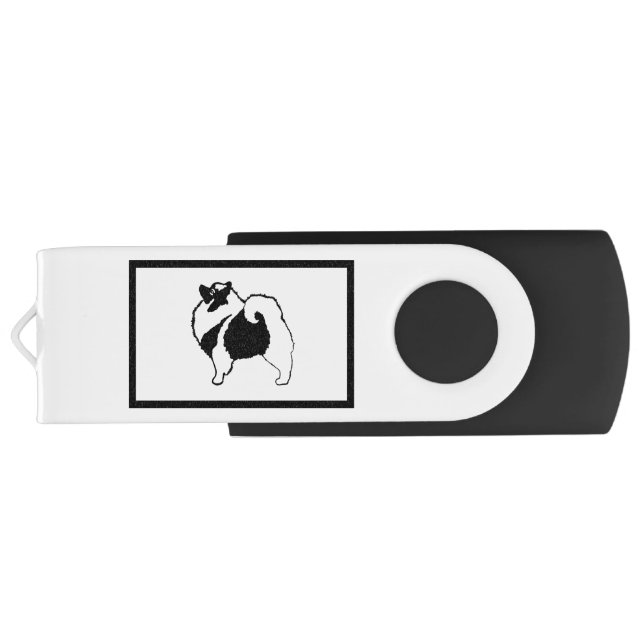 Keeshond Graphics  - Cute Original Dog Art Flash Drive (Back)