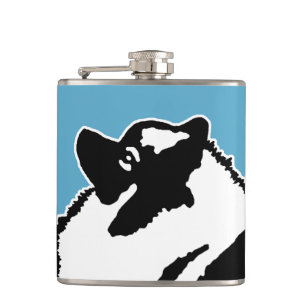 Keeshond Graphics  - Cute Original Dog Art Flask