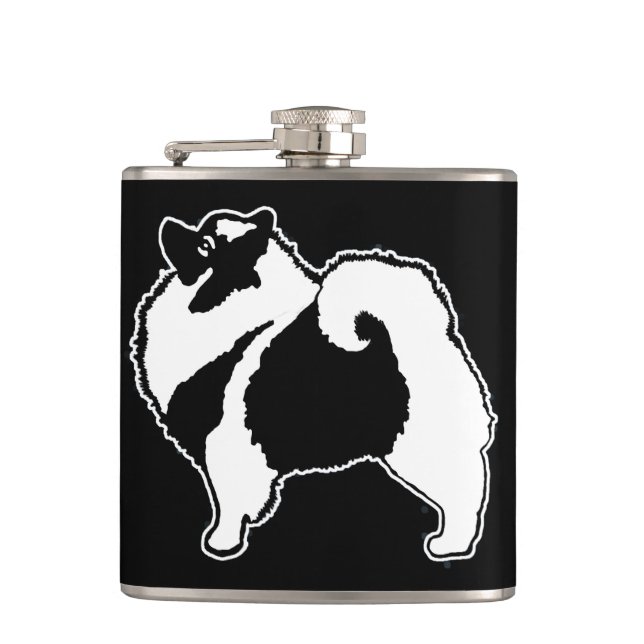 Keeshond Graphics  - Cute Original Dog Art Flask (Front)