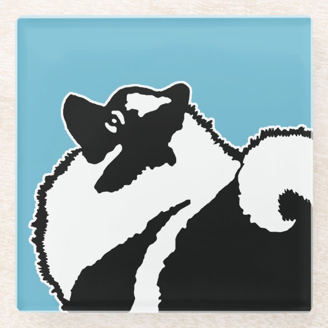 Keeshond Graphics  - Cute Original Dog Art Glass Coaster (Front)