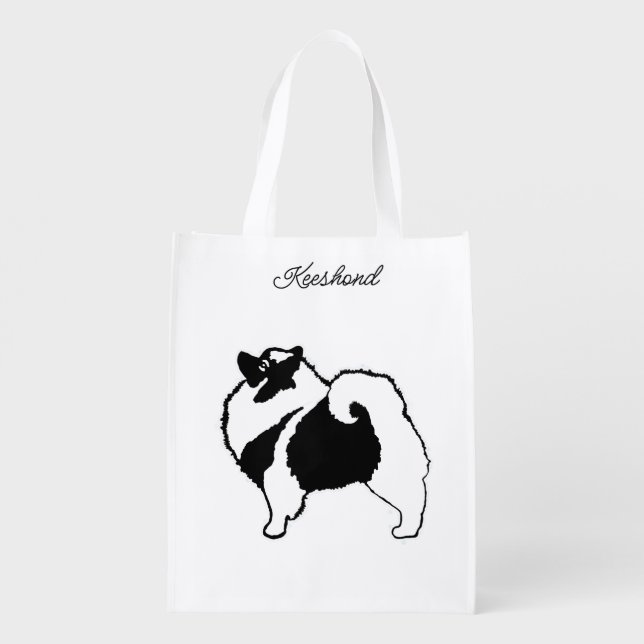 Keeshond Graphics  - Cute Original Dog Art Grocery Bag (Back)