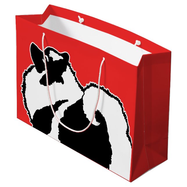 Keeshond Graphics  - Cute Original Dog Art Large Gift Bag (Back Angled)