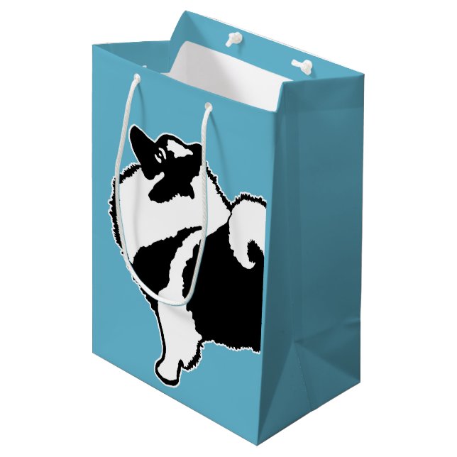 Keeshond Graphics  - Cute Original Dog Art Medium Gift Bag (Front Angled)