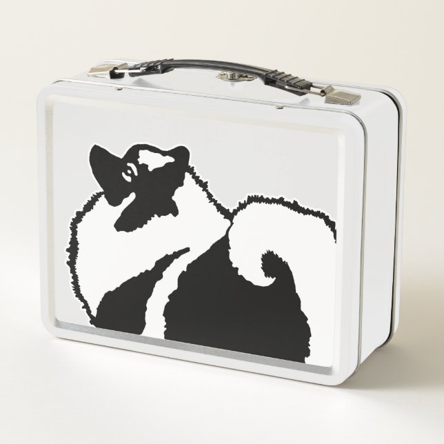Keeshond Graphics  - Cute Original Dog Art Metal Lunch Box (Back)