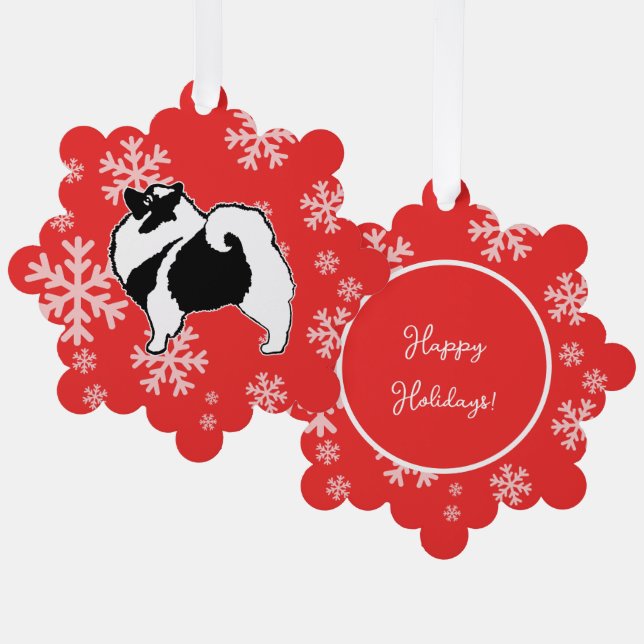 Keeshond Graphics  - Cute Original Dog Art Ornament Card (Front/Back)