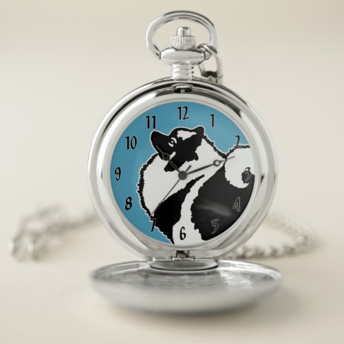 Keeshond Graphics  _ Cute Original Dog Art Pocket Watch
