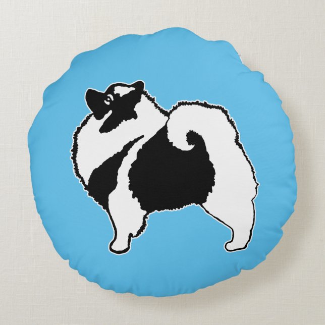 Keeshond Graphics  - Cute Original Dog Art Round Pillow (Back)