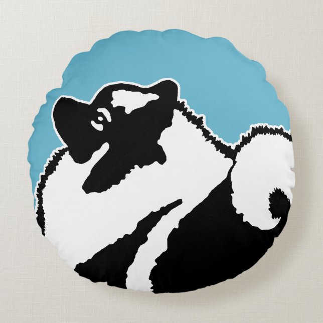 Keeshond Graphics  - Cute Original Dog Art Round Pillow (Front)